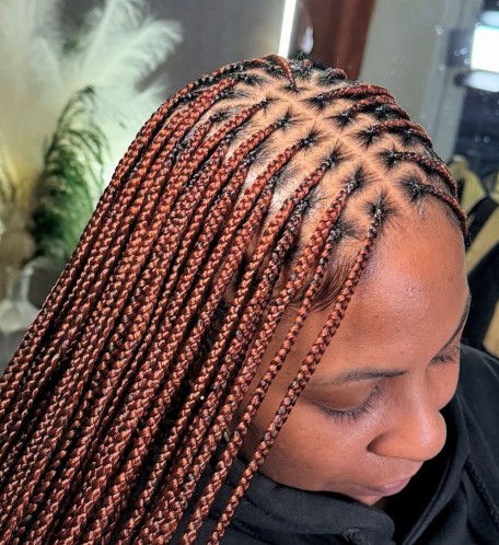 Regular Knotless Braids styled at Benstar Salon