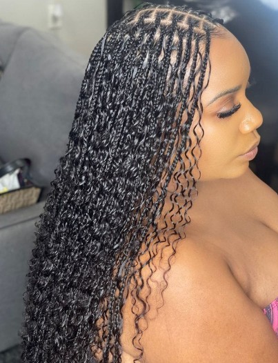 Bohemian Knotless Braids styled at Benstar Salon
